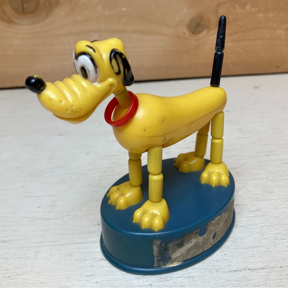 Vintage Disney Pluto Yellow Cartoon Dog Figurine - Collectible Pet Toy